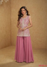 Pink Color Star Georgette Fabric Sequence Work Eid Special Suit