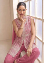 Pink Color Star Georgette Fabric Sequence Work Eid Special Suit