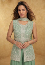 Pista Color Star Georgette Fabric Sequence Work Eid Special Suit