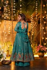 Rama Color Soft Crunchy Silk Fabric Sequence Work Sharara Gown