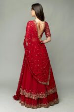 Red Color Georgette Fabric Jari Work With Sequence Work Lehenga