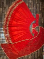 Red Color Georgette Fabric Jari Work With Sequence Work Lehenga