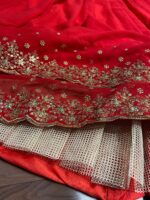 Red Color Georgette Fabric Jari Work With Sequence Work Lehenga