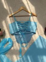 Sky Color Faux Georgette Fabric Real Mirror Work Sharara Set