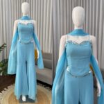 Sky Color Faux Georgette Fabric Real Mirror Work Sharara Set