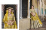 Special For Wedding Yellow Color Butterfly Net Fabric Fancy Thread Sequence Work Bridal Lehenga