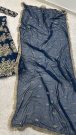 Teal Blue Color Polo Silk Fabric Jari Thread With Sequence Work Lehenga