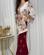 White Color Faux Georgette Fabric Sequence With Gota Patti Piping Suit