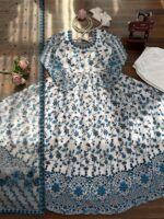 White Color Faux Georgette Fabric Thread With Sequence Work Anarkali Suit