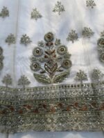 White Color Soft Net Fabric Thread With Sequence Work Lehenga Gown