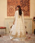 White Color Soft Net Fabric Thread With Sequence Work Lehenga Gown