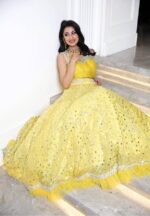 Yellow Color Georgette Fabric Jari With Foil Paper Work Special Haldi Lehenga