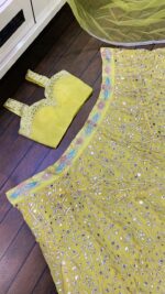 Yellow Color Georgette Fabric Jari With Foil Paper Work Special Haldi Lehenga