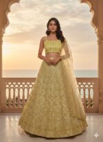 Yellow Color Soft Butterfly Net Fabric Sequence Work Lehenga