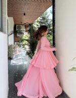 Baby Pink Color Faux Blooming Fabric Foil Work Sharara Suit