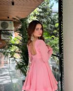 Baby Pink Color Faux Blooming Fabric Foil Work Sharara Suit