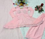 Baby Pink Color Faux Blooming Fabric Foil Work Sharara Suit