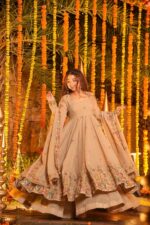 Beige Color Soft Crunchy Silk Fabric Sequence Multi Embroidery Work Sharara Gown