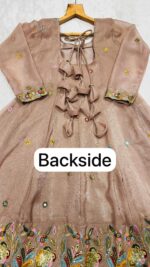 Beige Color Soft Crunchy Silk Fabric Sequence Multi Embroidery Work Sharara Gown