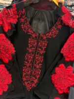 Black Color Fendi Silk Fabric Thread Work Palazzo Suit