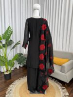 Black Color Fendi Silk Fabric Thread Work Palazzo Suit
