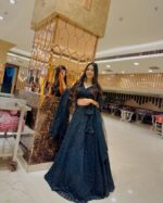 Black Color Net Fabric Coding With Sequence Work Lehenga