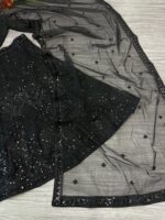 Black Color Net Fabric Coding With Sequence Work Lehenga