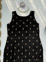 Black Color Roman Glass Fabric Sequence Work Suit