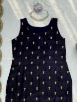 Blue Color Roman Glass Fabric Sequence Work Suit