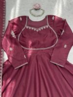 Chocolate Color Ho Silk Fabric Thread Work Suit