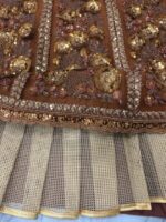 Chocolate Color Soft Butterfly Net Fabric Glass Sequence Work Kiara Advani Lehenga