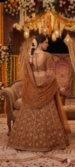 Chocolate Color Soft Butterfly Net Fabric Glass Sequence Work Kiara Advani Lehenga
