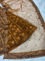 Chocolate Color Soft Butterfly Net Fabric Glass Sequence Work Kiara Advani Lehenga