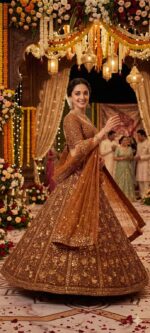 Chocolate Color Soft Butterfly Net Fabric Glass Sequence Work Kiara Advani Lehenga