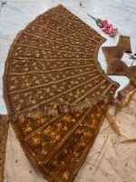 Chocolate Color Soft Butterfly Net Fabric Glass Sequence Work Kiara Advani Lehenga