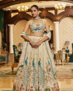 Cream Color Chinon Silk Fabric Sequence Work Lehenga