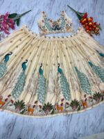 Cream Color Chinon Silk Fabric Sequence Work Lehenga