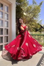 Dark Pink Color Fendi Silk Fabric Thread With Sequence Work Palazzo Suit