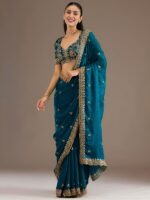 Dove Blue Color Tissue Fabric Multiple Sequence With Jari Embroidery Work Saree