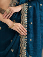 Dove Blue Color Tissue Fabric Multiple Sequence With Jari Embroidery Work Saree