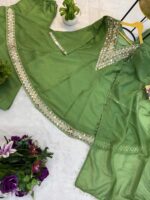 Green Color Shimmer Silk Fabric Real Mirror Work Palazzo Set