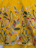 Haldi Special Yellow Color Crunchy Silk Fabric Thread With Sequence Work Anarkali Palazzo Suit