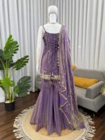 Lavender Color Fendi Silk Fabric Sequence With Real Mirror Work Palazzo Suit