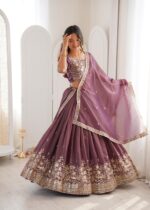 Light Coffee Color Shimmer Silk Fabric Sequence Work Lehenga