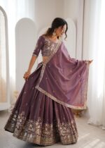 Light Coffee Color Shimmer Silk Fabric Sequence Work Lehenga