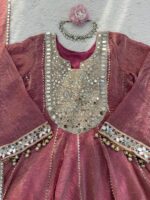 Light Pink Color Gold Crush Fabric Real Mirror Work Dhoti Style Suit