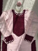 Light Pink Color Natural Crepe Fabric Thread With Sequence Work Suit