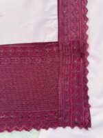 Light Pink Color Natural Crepe Fabric Thread With Sequence Work Suit