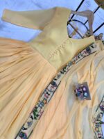 Light Yellow Color Faux Georgette Fabric Embroidery Work Gown