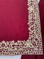 Maroon Color Faux Georgette Fabric Thread With Sequence Work Palazzo Suit